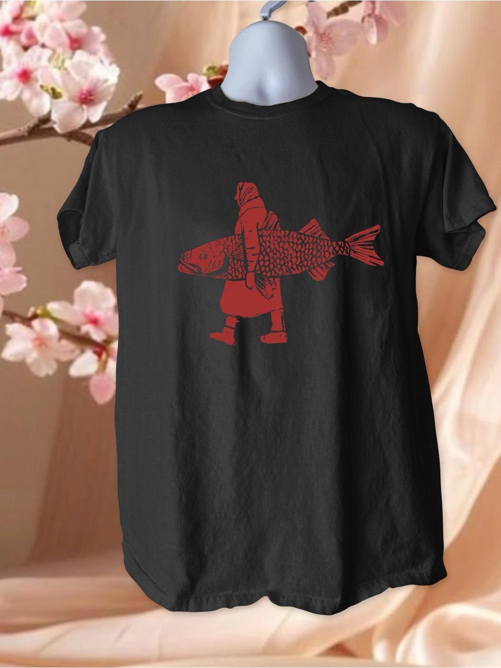 Women Holding Fish Graphic Tee